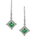 14k White Gold Emerald 1/6ct TDW Diamond Earrings