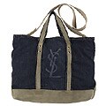 Yves Saint Laurent Large Blue Denim Logo Tote