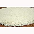 Hand-woven Shag Solo Honey White Rug (4' Round)