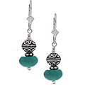 Turquoise and Bali Bead Sterling Silver Earring