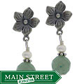 Flower Post Pearl Earring with Aventurine Stone