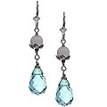 Pearl and Aqua Quartz Silver Teardrop Earring