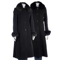 Marvin Richards Long Cashmere Blend Fox Collar Coat