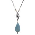 Blue-green Amazonite and Pearl Drop Necklace