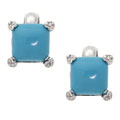 Sterling Silver Square Synthetic Turquoise Earrings