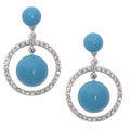 Sterling Silver Synthetic Turquoise CZ Earrings