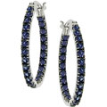 14k White Gold Sapphire Hoop Earrings