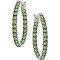14k White Gold Tsavorite Hoop Earrings
