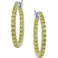 14k White Gold Yellow Sapphire Hoop Earrings