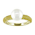 14k Gold Yellow Sapphire Cultured Freshwater Pearl Ring