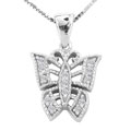 10k White Gold Diamond Butterfly Pendant