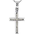 10k White Gold 1/8ct TDW Diamond Cross Pendant