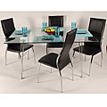 60 in. 5-piece Medallion Dining Table Set w/ Black Chairs