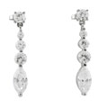 Sterling Silver Bezel Set CZ Marquis Earrings