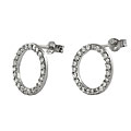 Sterling Silver CZ Rimmed Circle Earrings