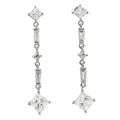 Sterling Silver Dangling Square CZ Earrings