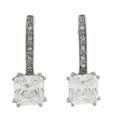 Sterling Silver Princess Cut CZ Earrings
