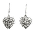 Sterling Silver Dangle Pave CZ Heart Earrings