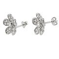 Sterling Silver CZ Flower Earrings