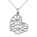Sterling Silver Flower Cut-out Heart Necklace