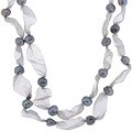 Cultured Black Freshwater Pearl & Ribbon Necklace