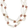 Peach Freshwater Pearl and Ribbon Necklace