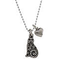 Pewter Cat Charm Necklace on Sterling Silver Chain