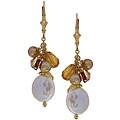 Coin Pearl Gold Fill and Hessonite Garnet Earrings