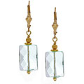 Blue Aqua Quartz Square Earrings (14k gold fill)