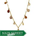 Coin Pearl Necklace with Hessonite Garnets