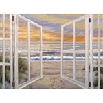 Ocean Window Scene Art Painting on Canvas (Extra Large)
