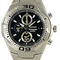 Seiko Men's Black Dial Steel Chronograph Watch