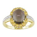14k Gold Quartz Citrine 1/10ct TDW Diamond Ring