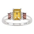 14k White Gold Citrine Garnet Diamond Ring