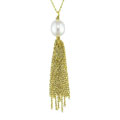 14k Gold Cultured White Rice Pearl Necklace