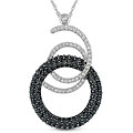 14k Gold 1/4ct TDW Diamond Black Sapphire Circle Pendant