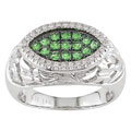 14k White Gold 1/10ct TDW Diamond Tsavorite Ring