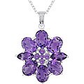 Sterling Silver Amethyst Flower Pendant