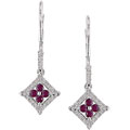 14k White Gold 1/6ct TDW Ruby Diamond Earrings