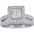 14k White Gold 1-1/2ct TDW Diamond Wedding Set