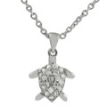 Sterling Silver CZ Turtle Necklace