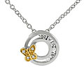 Sterling Silver Butterfly and Circle CZ Necklace