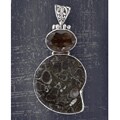 Silver Turritella Agate and Smokey Quartz Pendant (India)