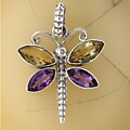 Amethyst and Citrine Silver Dragonfly Pendant (India)