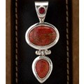 Sterling Silver Garnet and Sponge Coral Pendant (India)