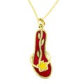 Gold Chain with Gold & Red Enamel Slipper Pendant