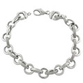 14k White Gold Oval and Round Link Bracelet