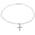 Italian Sterling Silver CZ Cross Anklet
