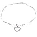 Italian Sterling Silver CZ Heart Anklet