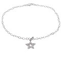 Italian Sterling Silver CZ Star Anklet